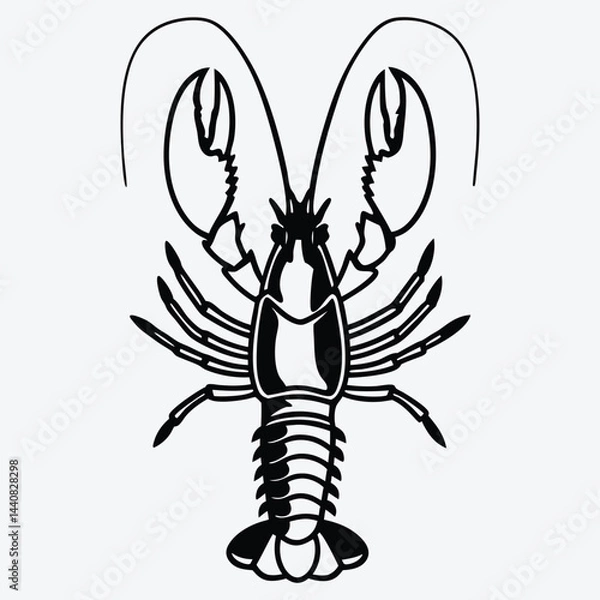 Fototapeta American Lobster line art white background illustration, Generative Ai