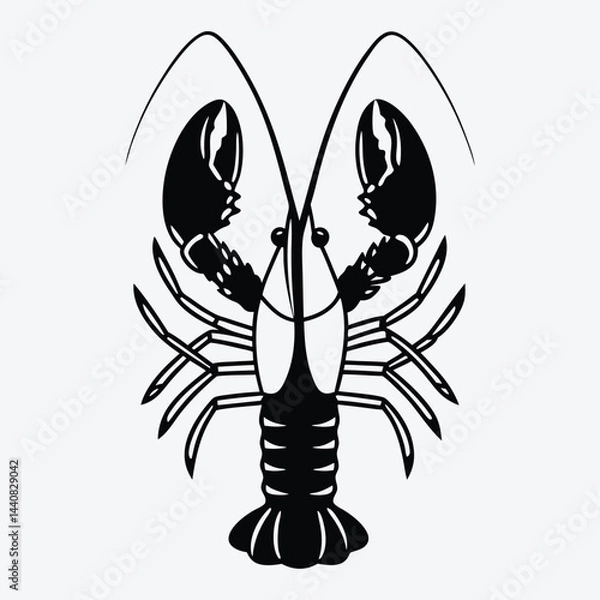 Fototapeta American Lobster line art white background illustration, Generative Ai