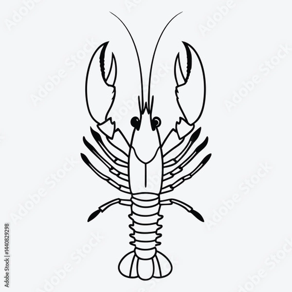 Fototapeta American Lobster line art white background illustration, Generative Ai