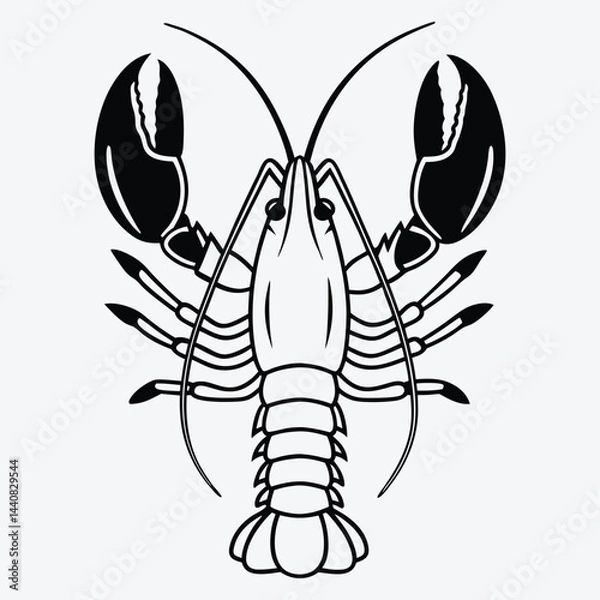 Fototapeta American Lobster line art white background illustration, Generative Ai
