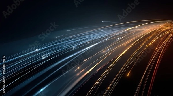 Fototapeta Drone Swarm Formations Creating Glowing Trails Against a Dark Backdrop at Night