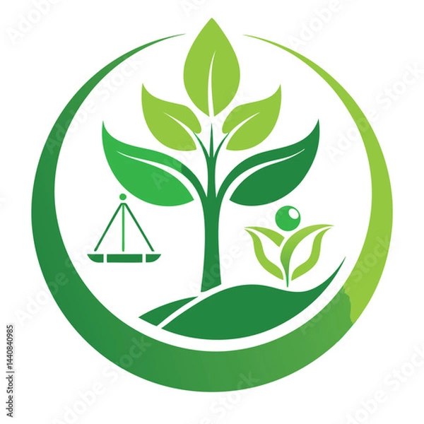 Obraz Minimalist logo design representing environmental awareness and sustainability in an eco-conscious lifestyle