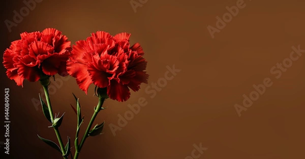 Obraz red carnations, a flower symbol of memory and sorrow, illustration. artificial intelligence generator, AI, neural network image. background for the design.