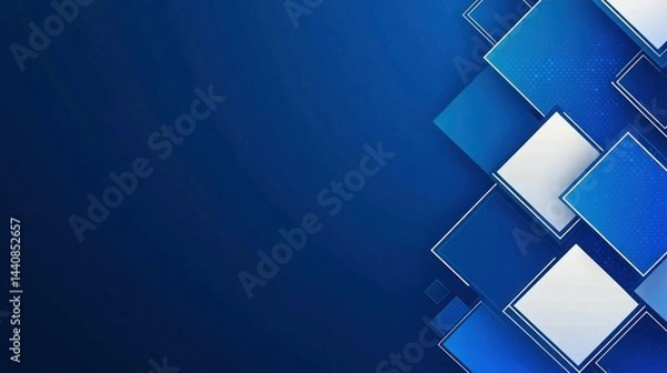 Fototapeta Abstract geometric background with overlapping squares in shades of blue and white