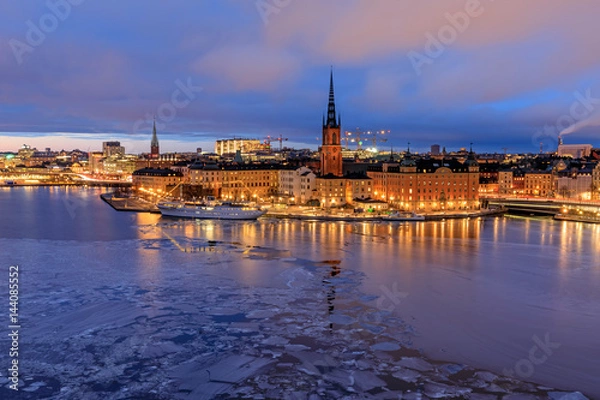 Obraz Evening reflection of Stockholm Riddarholmen