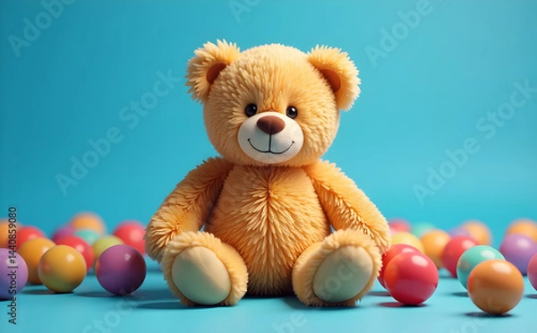 Obraz Generative AI Illustration of Teddy Bear on Toy Pile