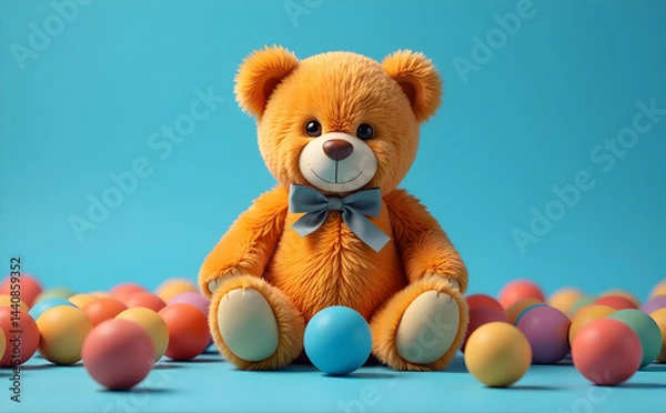 Obraz Soft Teddy Bear Among Toy Collection Generated by AI