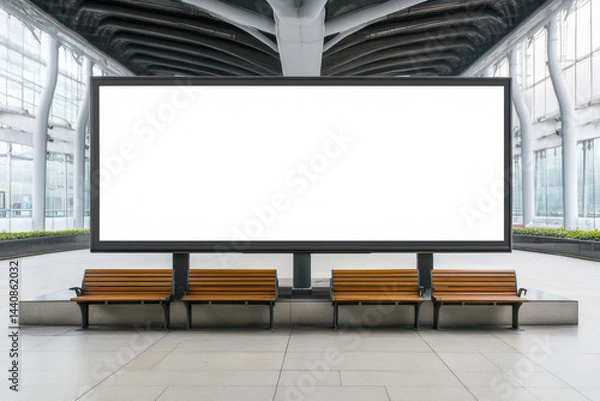 Obraz Blank Big Billboard Inside Airport Terminal for Advertising