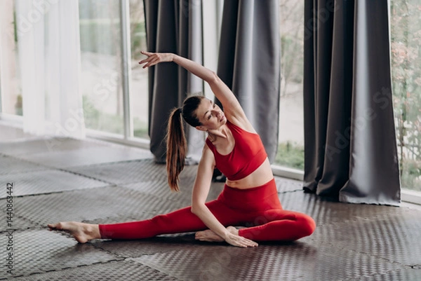 Obraz Slow movement yoga for flexibility and inner balance in natural daylight setting