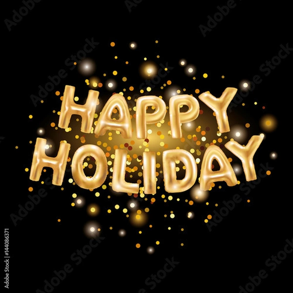 Obraz Happy Holiday Gold Balloons