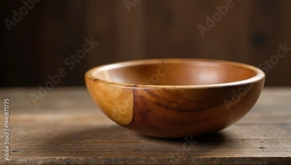 Obraz Rustic, handcrafted wooden bowl Light wood grain visible , macro, organic, white