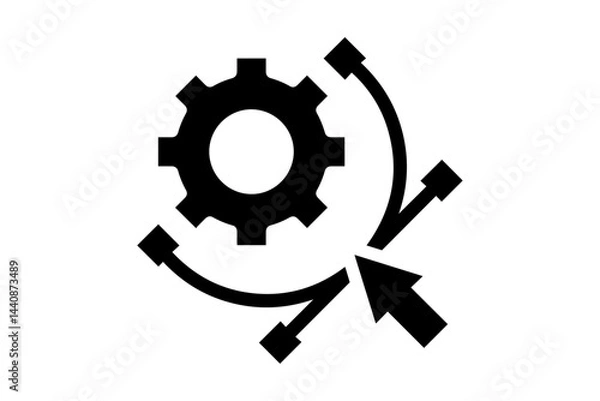 Obraz Gear with Arrows Icon – Workflow Optimization, Process Management, and System Integration Symbol