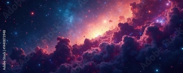 Fototapeta Intricate nebula structure, star clusters, fine dust clouds , constellations, astrophotography, glow