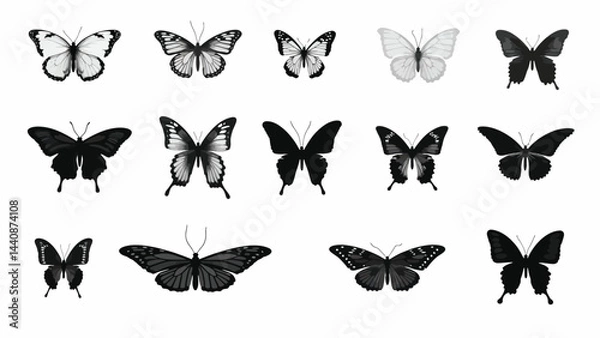 Obraz set of butterflies silhouettes