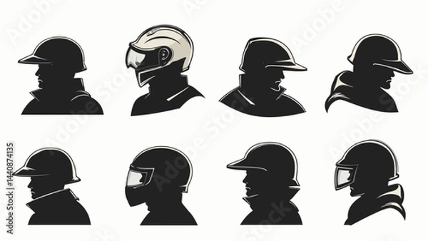 Obraz set of helmet faces vector