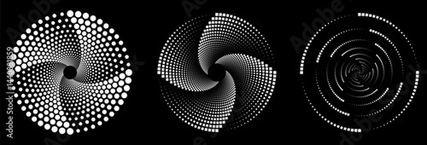 Fototapeta Set of circles from squares. Circle dots and squares texture. Spotted spray texture. Vector abstract design element