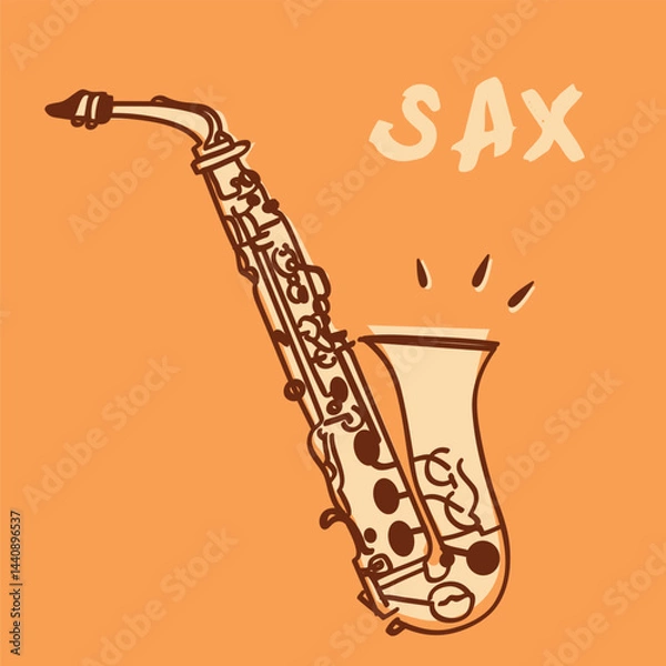 Fototapeta Vector illustration of a golden saxophone. Perfect for jazz, blues, music events, concerts, and musical instrument themes. Elegant and stylish design