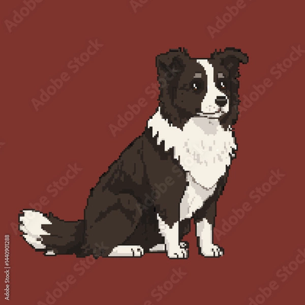 Obraz Border Collie dog pixel art
