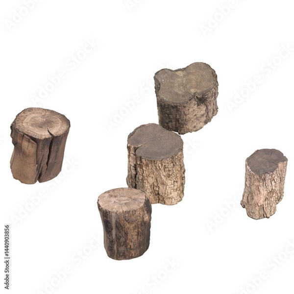 Obraz 3D rendering illustration of 5 wood logs