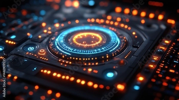 Fototapeta Futuristic Technology Interface: A Glowing Digital Control Panel
