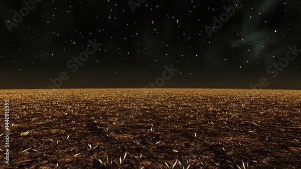 Obraz Infinite stars glowing in the dark sky above a wide, empty field