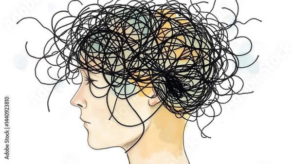 Fototapeta Confused person, psychological problems, world mental health day. Generative AI