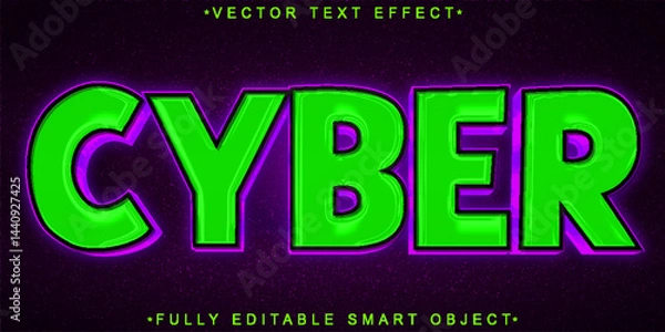 Fototapeta Green Tech Cyber Vector Fully Editable Smart Object Text Effect
