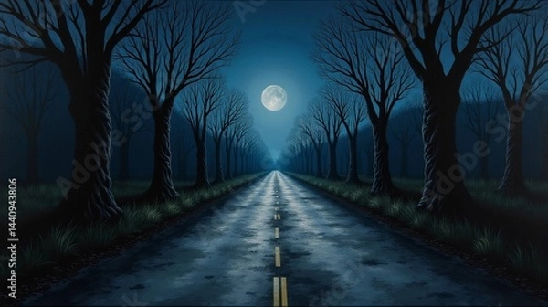 Obraz Midnight Whispers: The Enigmatic Lonely Road