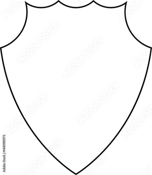 Obraz Triangular shield with a clean outline representing valor, courage, and structured heraldic design.