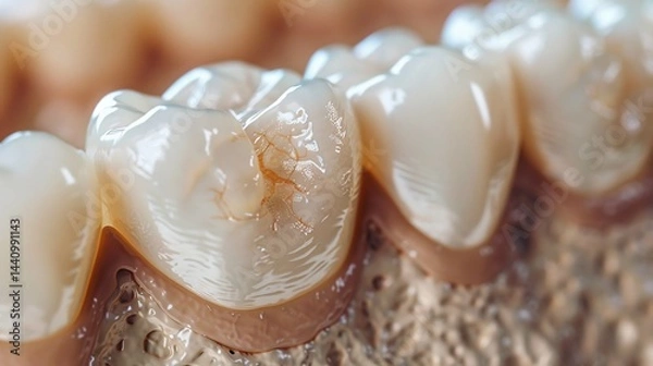 Fototapeta Close up of a tooth with early signs of cavity formation