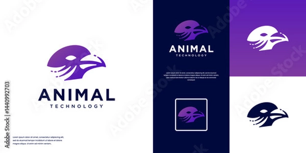Obraz falcon head logo, with the concept of future technology, a symbol of foresight, rigor, and strength, graphic design template.