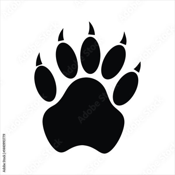 Obraz Bear Track Bear Footprint Ink Silhouette Vector Illustration