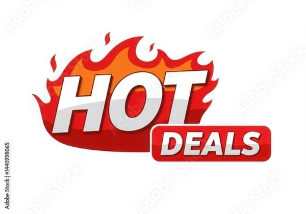 Fototapeta Hot deals text with flame vector graphic