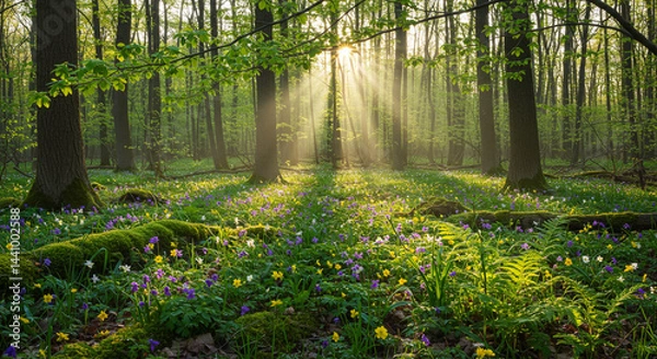 Fototapeta spring forest, spring in the forest