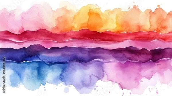 Obraz Abstract watercolor landscape painting with vibrant colorful hues and smooth transitions art red pink