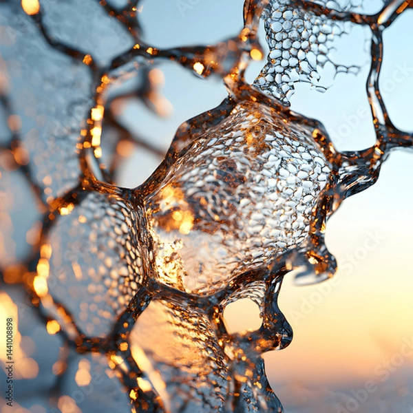 Fototapeta Abstract rendering of fluid structures and light effects. Suitable for futuristic designs science backgrounds and visual media.