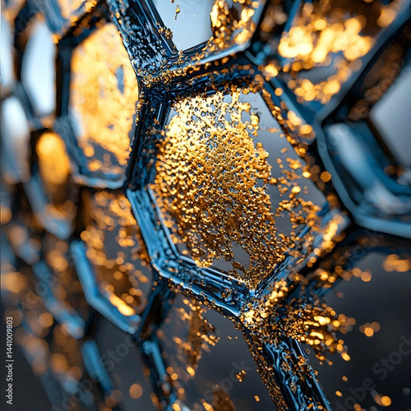 Fototapeta Intricate macro shot showcasing a complex structure. The image evokes a sense of opulence and mystery. Ideal for digital art and design inspiration.