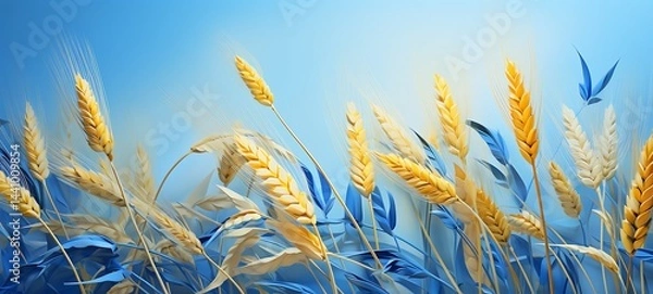 Obraz wheat grain in Delfts Blauw, ai generative
