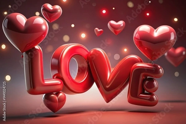 Fototapeta Bright balloons and heart shapes celebrating love in a vibrant atmosphere filled with affection and joy on a romantic occasion Generative AI