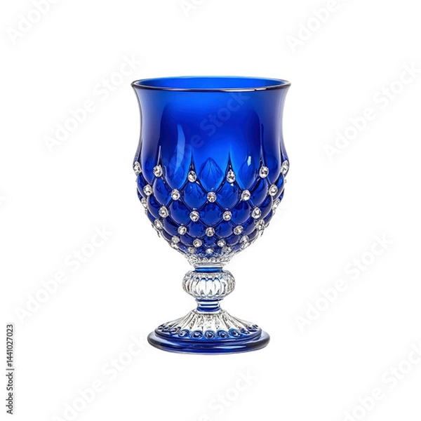 Obraz Elegant Cobalt Blue Crystal Goblet with Diamond Accents