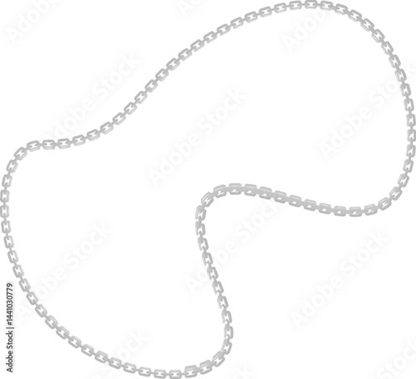 Fototapeta Vector illustration of a minimalist curved shape, bordered by a flowing metal chain along its smooth edges.