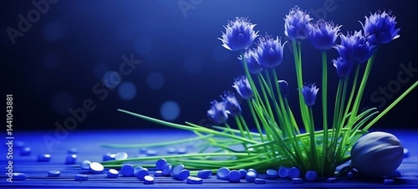 Obraz Chives in Delfts Blauw, ai generative