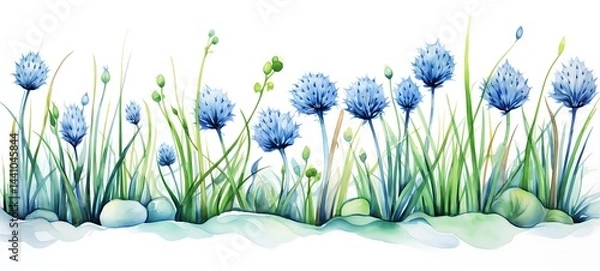 Obraz Chives in Delfts Blauw, ai generative