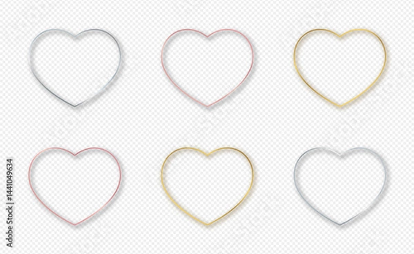 Fototapeta Set of six heart shape frames