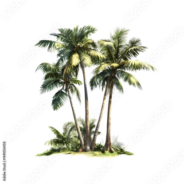 Fototapeta Lush Tropical Palm Trees on a Tranquil Island Paradise