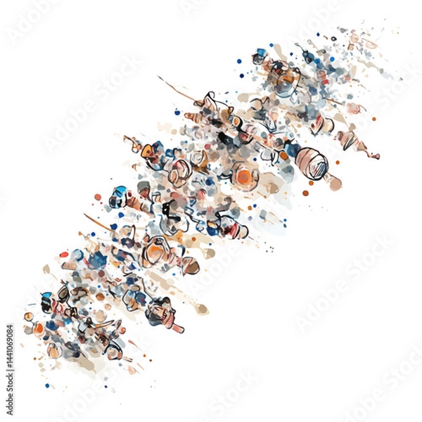 Fototapeta illustration of Smart Dust Nanodevice Swarm In Formation, watercolor vector, isolated on a white background.