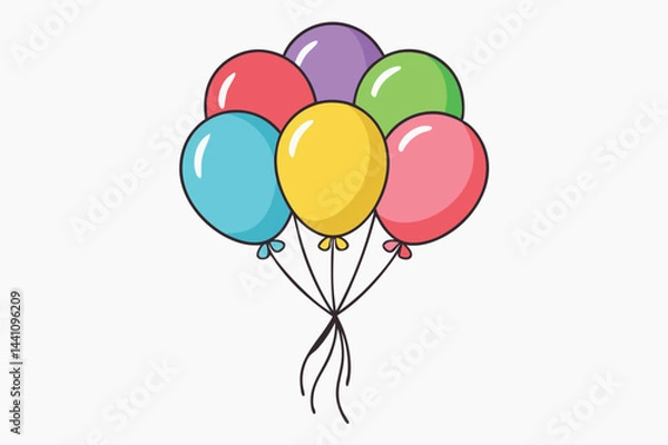 Fototapeta Bright assortment of colorful balloons tied together, perfect for celebrations and events, ideal for party invitations or festive designs
