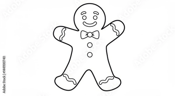 Fototapeta Waving Gingerbread Man Coloring Page