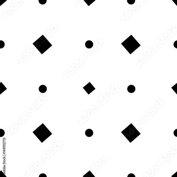 Fototapeta Simple seamless pattern with black and white geometric rhombus and circles .ornament for wallpaper, wrapping paper, textile. Vector