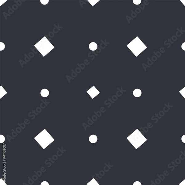 Fototapeta Simple seamless pattern with black and white geometric rhombus and circles .ornament for wallpaper, wrapping paper, textile. Vector
